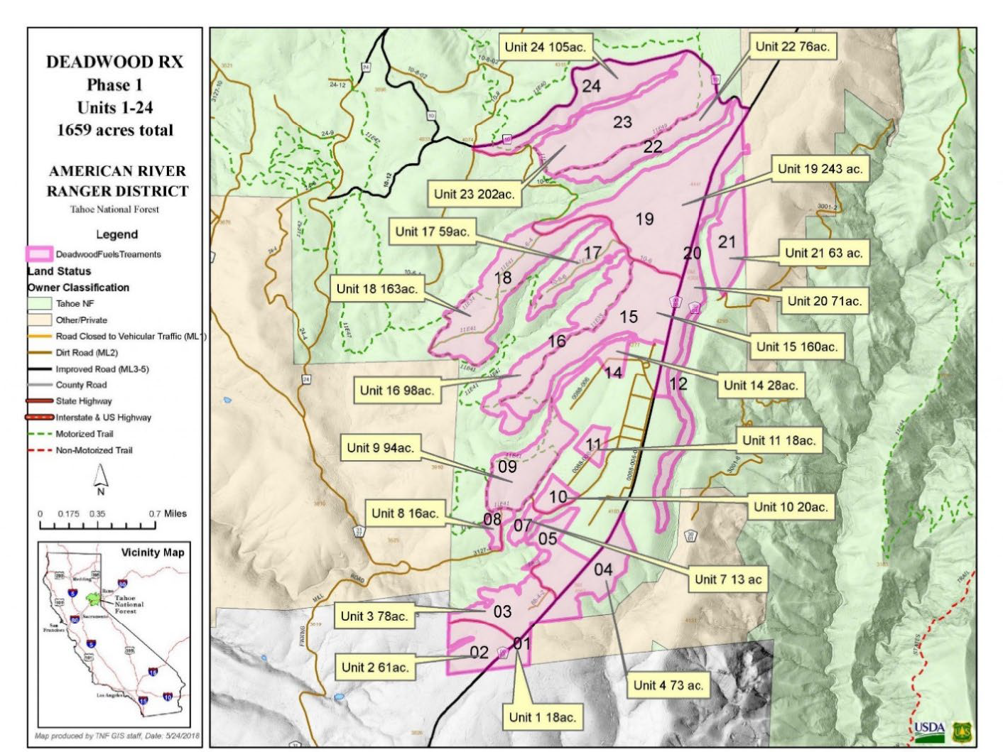Burn plan map for prescribed fire project