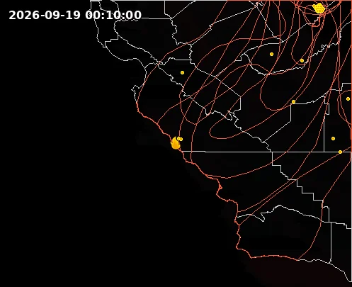 Fire-temperature satellite view for Plaskett Fire