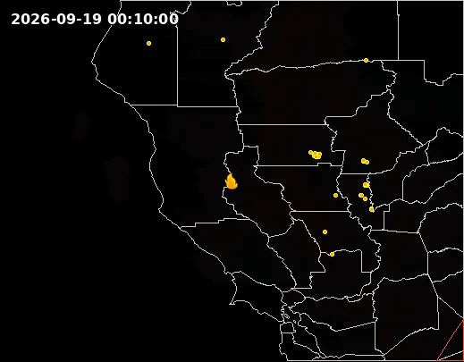 Fire-temperature satellite view for Lucas Fire