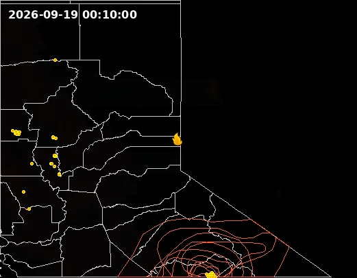 Fire-temperature satellite view for Floriston Fire