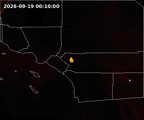 Fire-temperature satellite view for Gustin Fire
